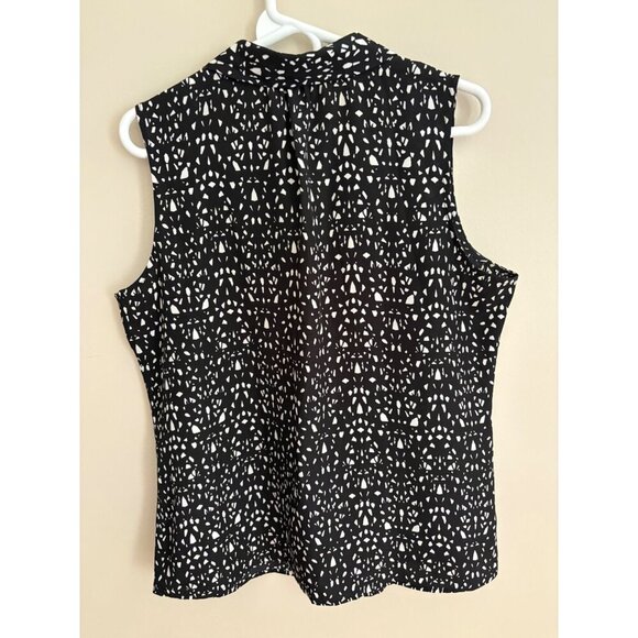 Ann Taylor LOFT Black & White Sleeveless Geometric Print Career Top Size Large - Picture 9 of 12
